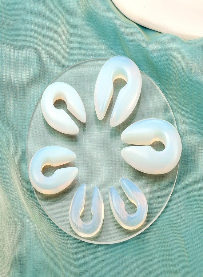 Qmcandy 2pcs Natural Stone Ear Weights Opalite Keyhole Ear Hanger Plugs Piercing Jewelry Gauge 2g - Image 3